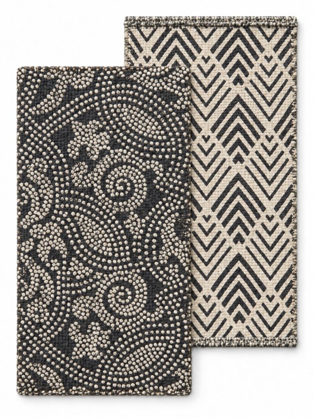 RAJ Reversible Accent Soft Rug Grey Cream Geometric Print